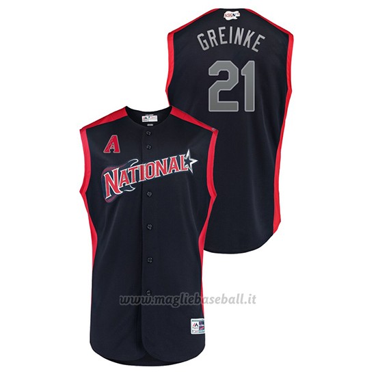 Maglia Baseball Hombre Arizona Arizona Diamondbacks 2019 All Star Game Workout National League Zack Greinke Blu